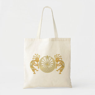 KOKOPELLI/MANN IM LABYRINTH-Gold + Ihre Ideen Tragetasche