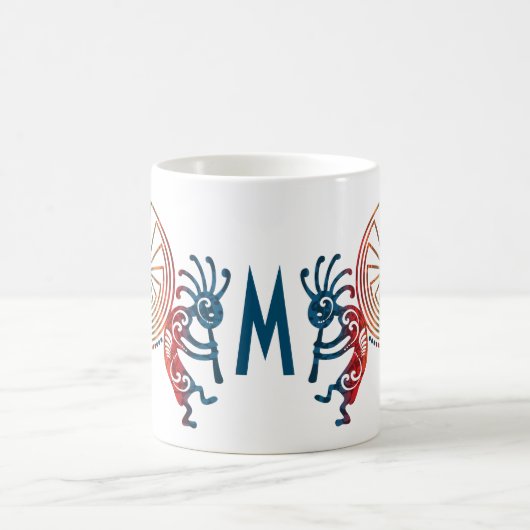 KOKOPELLI/MANN IM LABYRINTH + Ihr Monogramm Kaffeetasse (Mittel)