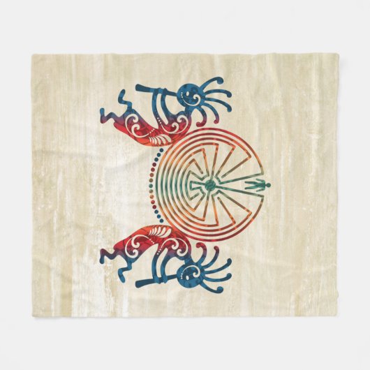 KOKOPELLI/MANN IM LABYRINTH + Ihre Ideen Fleecedecke (Vorderseite (Horizontal))
