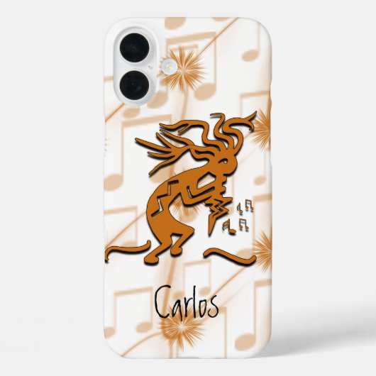 Kokopelli Merrymaker Musiker mit Musikhinweisen Case-Mate iPhone Hülle (Rückseite)