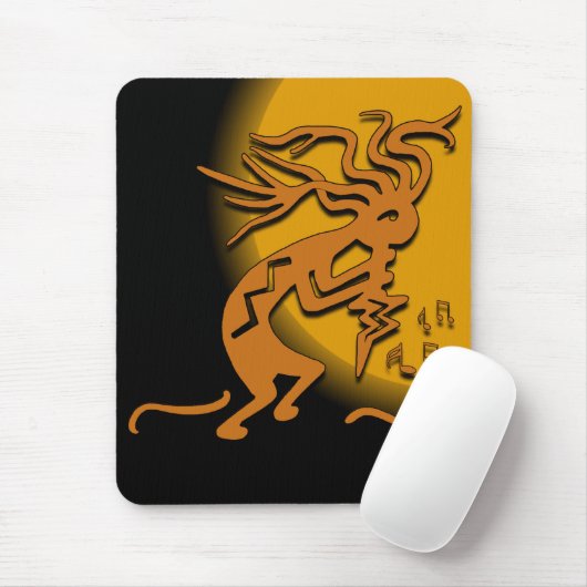 Kokopelli Merrymaker-Musiker unter Mondschein Mousepad (Mit Mouse)