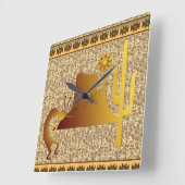 Kokopelli Mesa & Cactus Set #1 Quadratische Wanduhr (Winkel)