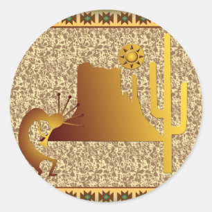 Kokopelli Mesa & Cactus Set #1 Runder Aufkleber