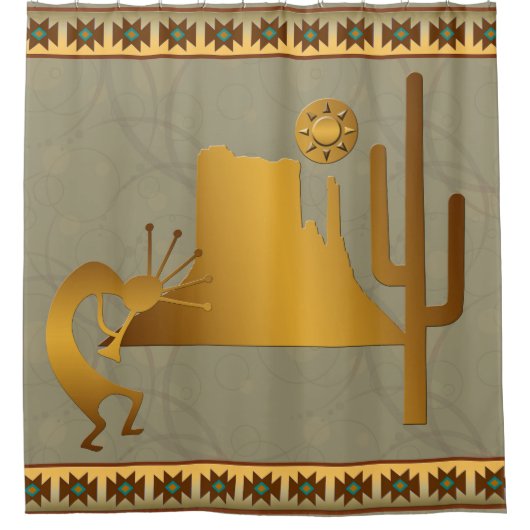 Kokopelli Mesa Cactus & Sun #2 Duschvorhang (Vorderseite)