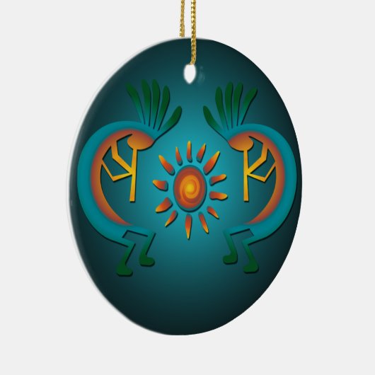 Kokopelli mit Aquamarinem Design Weihnachtsschmuck (Rechts)