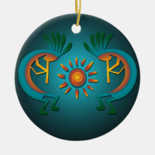 Kokopelli mit Aquamarinem Design Weihnachtsschmuck