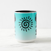 Kokopelli mit dem amerikanischen Sonnensymbol Tasse (Zentrum)
