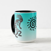 Kokopelli mit dem amerikanischen Sonnensymbol Tasse (Vorderseite Links)