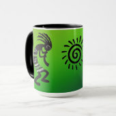 Kokopelli mit dem amerikanischen Sonnensymbol Tasse (Vorderseite Links)