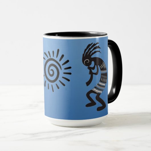 Kokopelli mit dem amerikanischen Sonnensymbol Tasse (VorderseiteRechts)