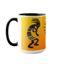 Kokopelli mit dem amerikanischen Sonnensymbol