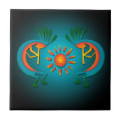 Kokopelli mit der Keramik für Aquamarines Design v Fliese (Vorderseite)