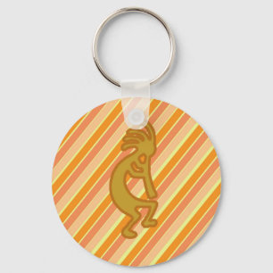 Kokopelli mit Flute Gold Orange Streifen Südwestli Schlüsselanhänger