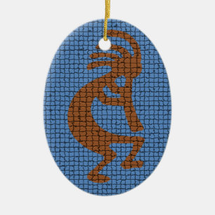 Kokopelli mit flutmosaik gepolstertem Muster Keramik Ornament