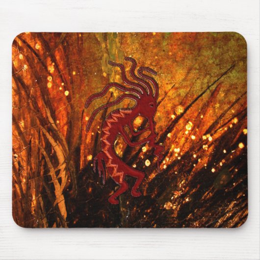 Kokopelli mit Leuchtkäfern Mousepad (Vorne)