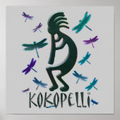 Kokopelli mit Libellen Poster (Vorne)