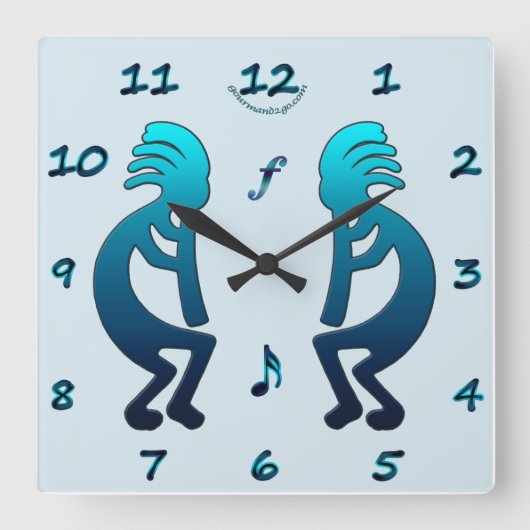 Kokopelli mit musikalische quadratische wanduhr (Vorderseite)