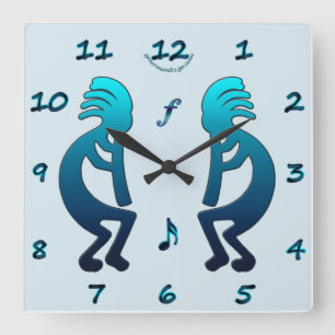 Kokopelli mit musikalische quadratische wanduhr