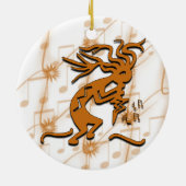 Kokopelli mit musikalischen Anmerkungen Keramik Ornament (Hinten)