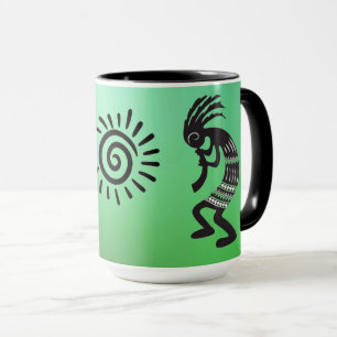 Kokopelli mit nativem amerikanischem Sonnensymbol Tasse