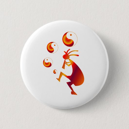 Kokopelli mit Red Yin Yang Button (Vorderseite)