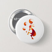 Kokopelli mit Red Yin Yang Button (Vorne & Hinten)