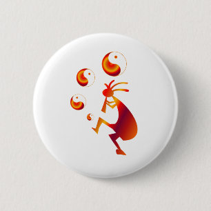 Kokopelli mit Red Yin Yang Button