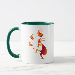 Kokopelli mit Red Yin Yang Tasse
