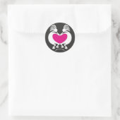 Kokopelli mit rosa Herz Runder Aufkleber (Tasche)