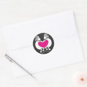 Kokopelli mit rosa Herz Runder Aufkleber (Umschlag)