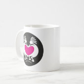 Kokopelli mit rosa Herzen Kaffeetasse (Vorderseite Links)