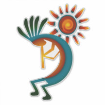 Kokopelli mit Sun 14" Vinyl Sticker