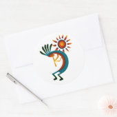Kokopelli mit Sun 3" Klassischer Rundaufkleber Runder Aufkleber (Umschlag)