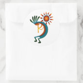 Kokopelli mit Sun 3" Klassischer Rundaufkleber Runder Aufkleber (Tasche)
