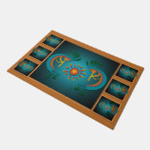 Kokopelli mit Sun Aquamarin Design 3 Fußmatte (Schrägansicht)