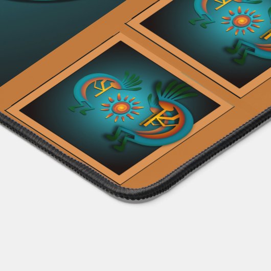 Kokopelli mit Sun Aquamarin Design 3 Schreibtischunterlage (Ecke)