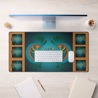 Kokopelli mit Sun Aquamarin Design 3 Schreibtischunterlage