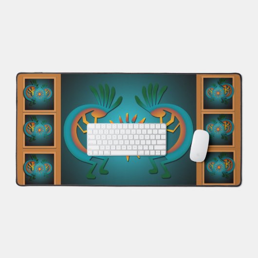 Kokopelli mit Sun Aquamarin Design 3 Schreibtischunterlage (Tastatur & Maus)