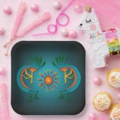 Kokopelli mit Sun Aquamarin Design 9" Sq Pappteller (Party)