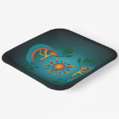 Kokopelli mit Sun Aquamarin Design 9" Sq Pappteller (Gewinkelt)