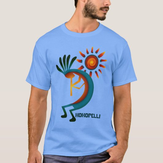 Kokopelli mit Sun Blue T - Shirt (Vorderseite)