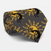 Kokopelli mit Sun Brown Yellow Black Neck Tie Krawatte (Gerollt)