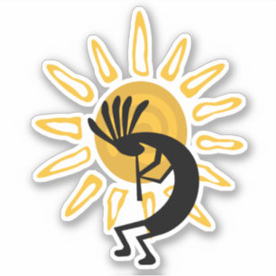 Kokopelli mit Sun Gold Vinyl Aufkleber