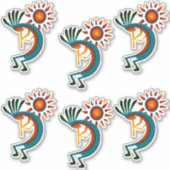 Kokopelli mit Sun Group von 6 Vinyl Aufkleber (Vorderseite)