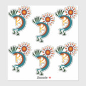 Kokopelli mit Sun Group von 6 Vinyl Aufkleber (Blatt)