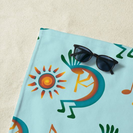 Kokopelli mit Sun Pattern Minze Green Beach Handtu Strandtuch (Beispiel)