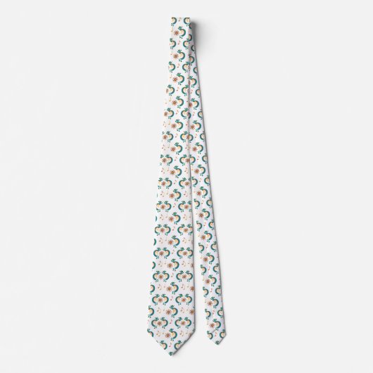 Kokopelli mit Sun Pattern White Neck Tie Krawatte (Vorderseite)