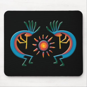 Kokopelli mit Sun Southwest Black Mousepad