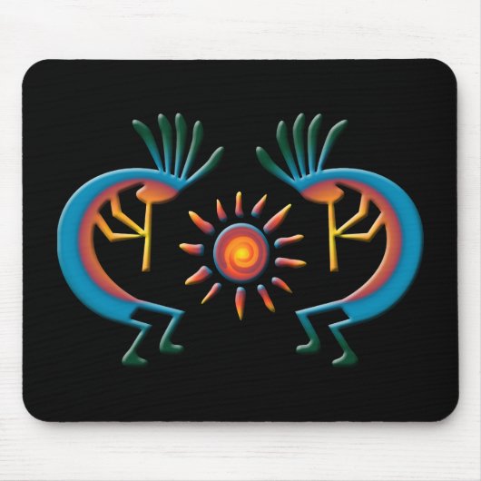 Kokopelli mit Sun Southwest Black Mousepad (Vorne)