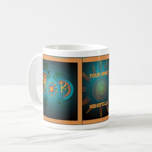 Kokopelli mit Sun Southwest Template Tasse (Vorderseite Links)